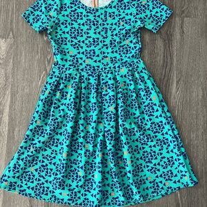 LuLaRoe Teal and Navy Geometric triangles Dress size Medium